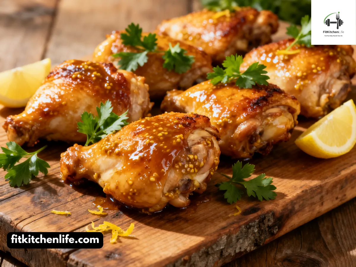 Sticky Honey Mustard Glazed Chicken Thighs Crispy Skin, Sweet-Savory Perfection