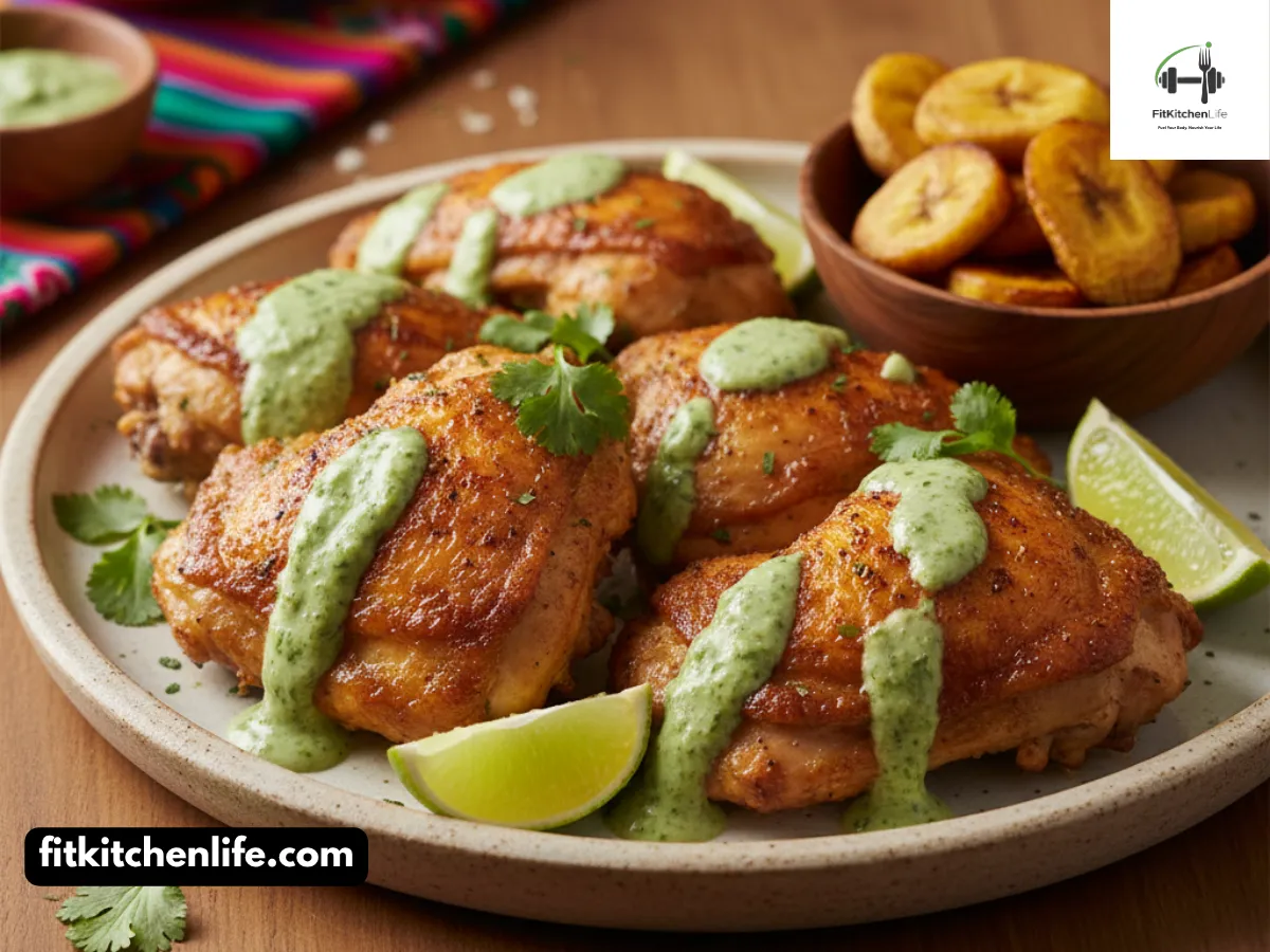 Authentic Peruvian Pollo a la Brasa Crispy Roasted Chicken with Zesty Green Sauce