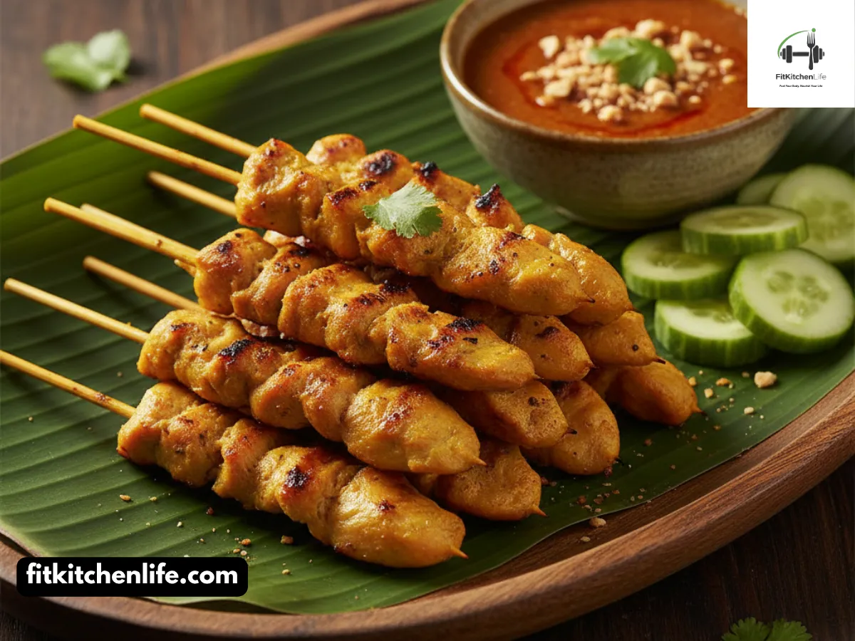 Malaysian Satay Chicken Tender Skewers with Peanut Sauce